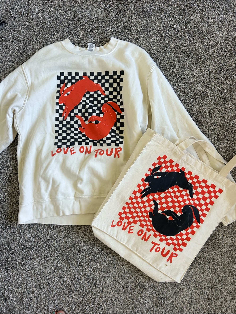 Harry Styles "Love On Tour" Red & Black Graphic Crewneck and matching tote